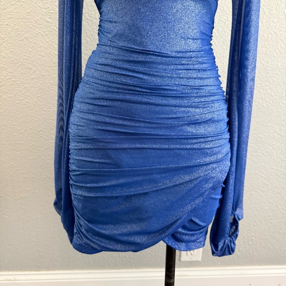 Lucy in the Sky Glitter Mesh Long Sleeve Dress in Blue Size Small EUC - Picture 3 of 9